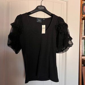 Maeve by Anthropologie black knit puff sleeve top